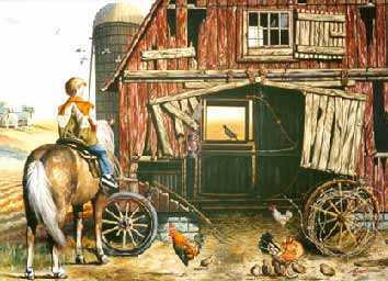 Sueños, de Donald Rust, es un conocido ejemplo de camuflaje, ya que el granero esconde un coche antiguo
