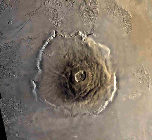 El Olympus Mons, el mayor volcán del Sistema Solar