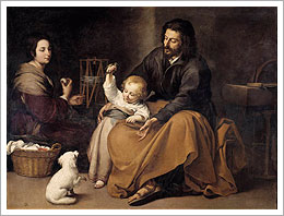 Sagrada Familia del pajarito (1650), Bartolomé Esteban Murillo. Museo del Prado