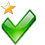 Icono verde de check OK junto a una estrella