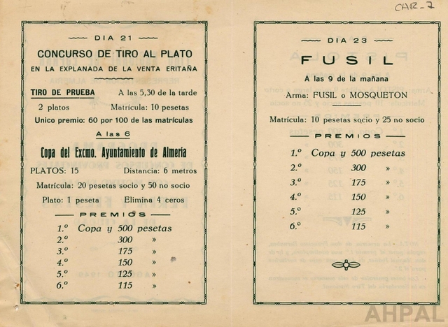 Concurso de tiro con motivo de la Feria de Almería, año 1949 [AHPAL CAR-007 rev]