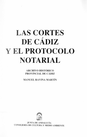 Las Cortes de Cádiz y el Protocolo Notarial