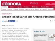 Crecen los usuarios del Archivo Histórico Provincial de Córdoba