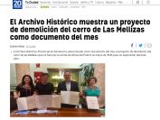El Archivo Histórico muestra un proyecto de demolición del cerro de Las Mellizas como documento del mes