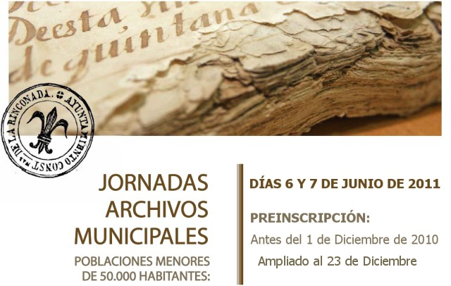 Jornadas de Archivos Municipales La Rinconada (jpeg 68 Kb)