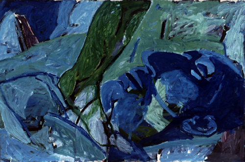 JOS MARA BAEZ. Manolete yacente, 1985. Acrlico sobre papel. 147 x 220 x 6,7 cm.