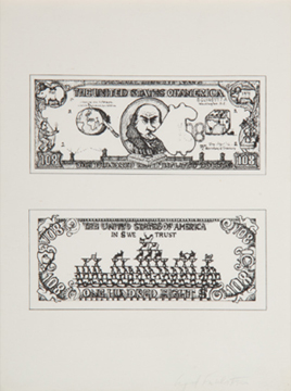 OYVIND FAHLSTRÖM. $ 108 Bill, 1973. 30 x 22, 5 cm. Serigrafa