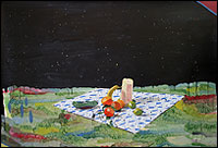 MIKI LEAL. Plato combinado, 2013. Acuarela y acrlico sobre papel, 150 x 220 cm
