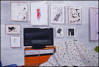MIKI LEAL. El rincn de Tom, 2013. Acrlico y acuarela sobre papel, 152 x 220 cm