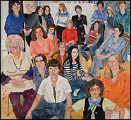 SYLVIA SLEIGH. Retrato de grupo de las artistas en residencia (A.I.R.), 1977 - 78. leo sobre lienzo. 193 x 208,2 cm.  The Estate of Sylvia Sleigh