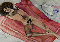 SYLVIA SLEIGH. Paul Rosano Reclining (Paul Rosano recostado), 1974. leo sobre lienzo. 137,2 x 198,1 cm.  The Estate of Sylvia Sleigh