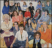 SYLVIA SLEIGH. Retrato de grupo de las artistas en residencia (A.I.R.), 1977 - 78. leo sobre lienzo. 193 x 208,2 cm.  The Estate of Sylvia Sleigh
