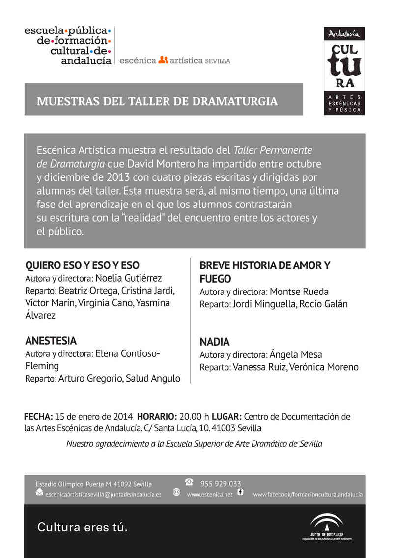 Muestras del Taller de Dramaturgia 2014