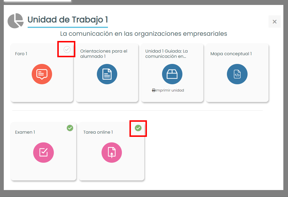 Actividades con seguimiento de finalización