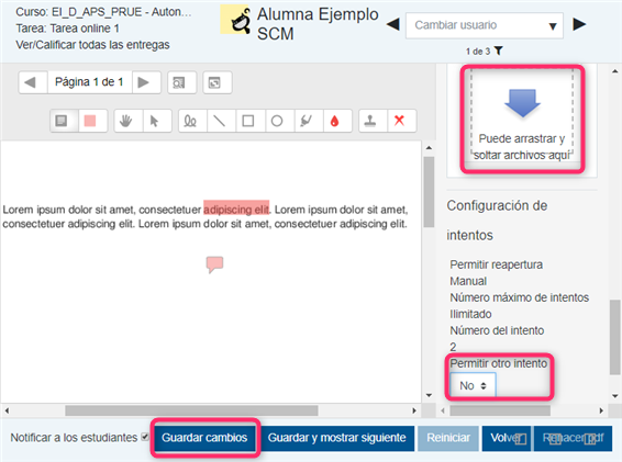 Corrigiendo una tarea