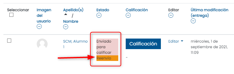 Reenvío de tarea