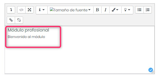 Ejemplo de texto incluido en la etiqueta Módulo profesional