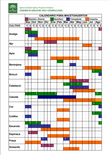 Calendario de siembra para macetohuertos