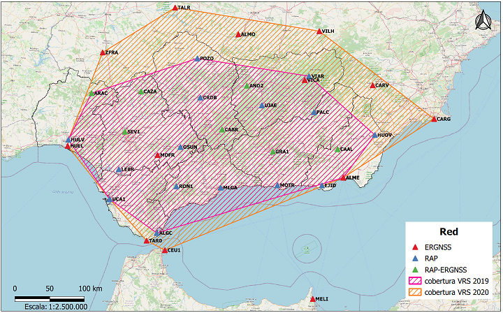 Cobertura de solución de red (VRS) de la Red Andaluza de Posicionamiento