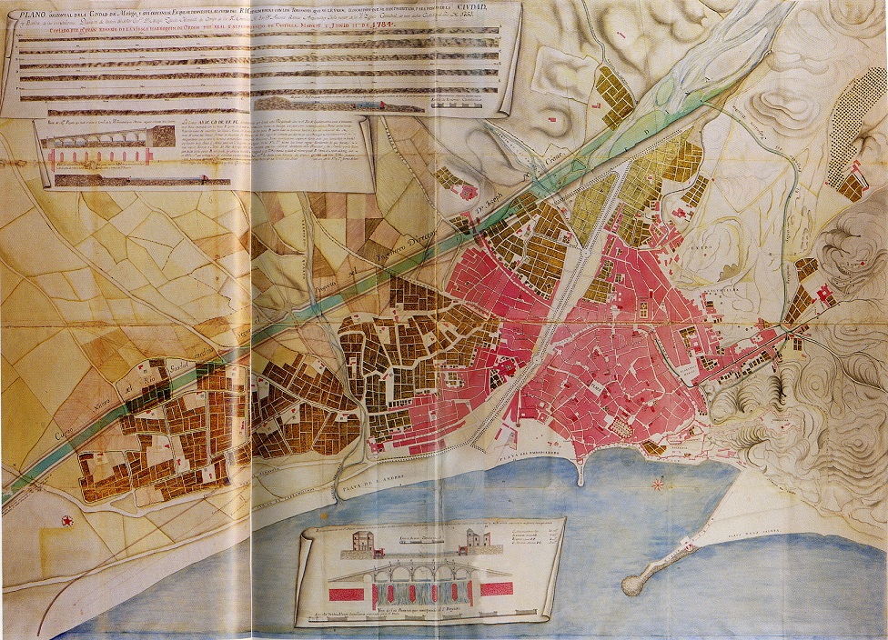 Plano horizontal de la ciudad de Málaga y sus cercanías