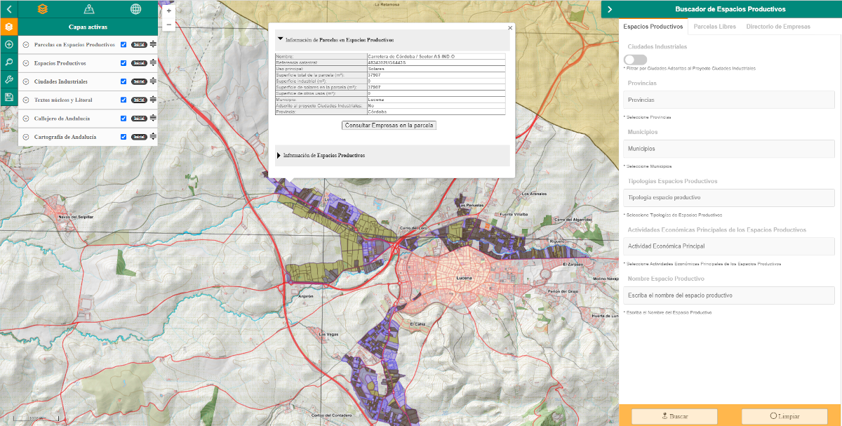 Visor Web Cartográfico de los Espacios Productivos de Andalucía (ESPAND)