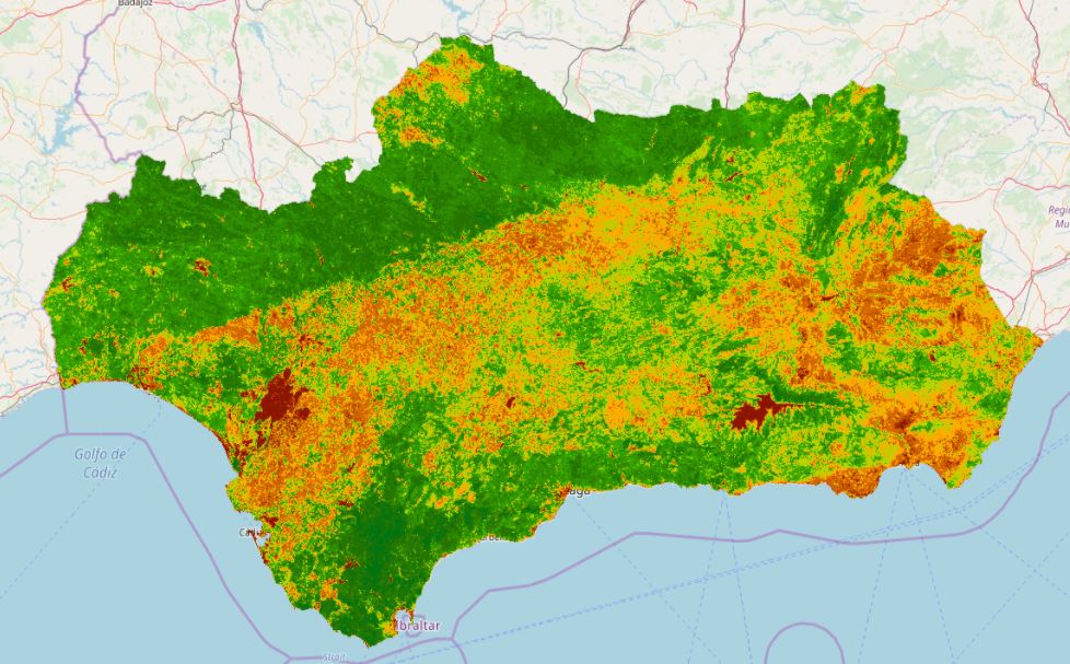 Mapa seguimiento de la vegetación en Andalucía
