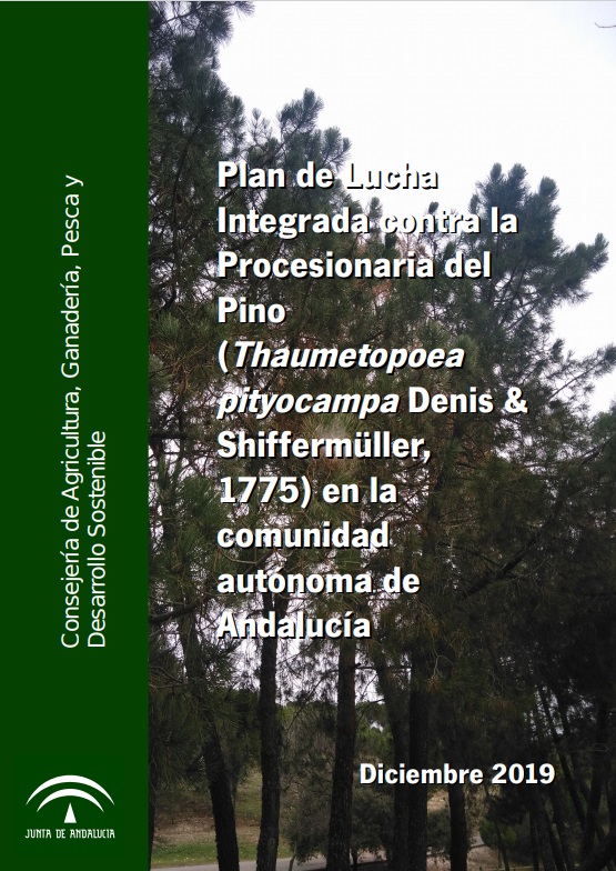 Portada del Plan de Lucha Integrada de Procesionaria del Pino, 2019.