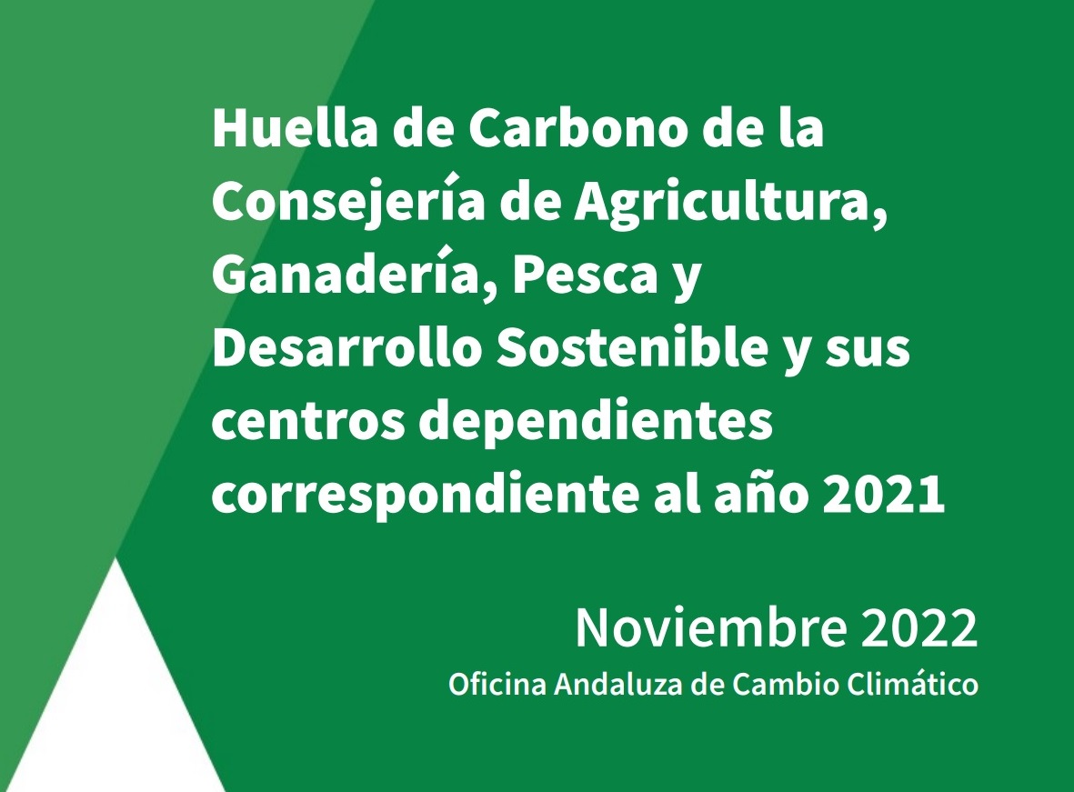 Ampliar imagen: portada de la Memoria de la Huella de Carbono de la Consejería de Sostenibilidad, Medio Ambiente y Economía Azul (2021)