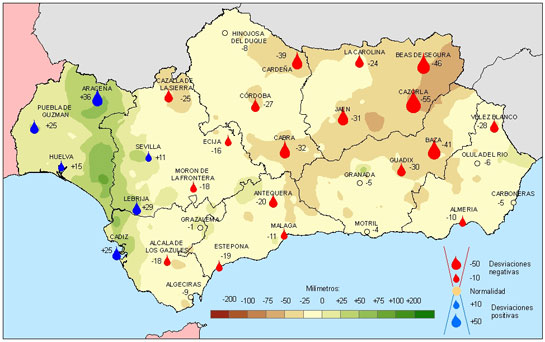 Amplia en nueva ventana: Desviación de las precipitaciones en verano respecto a la media del periodo 1971 – 2000