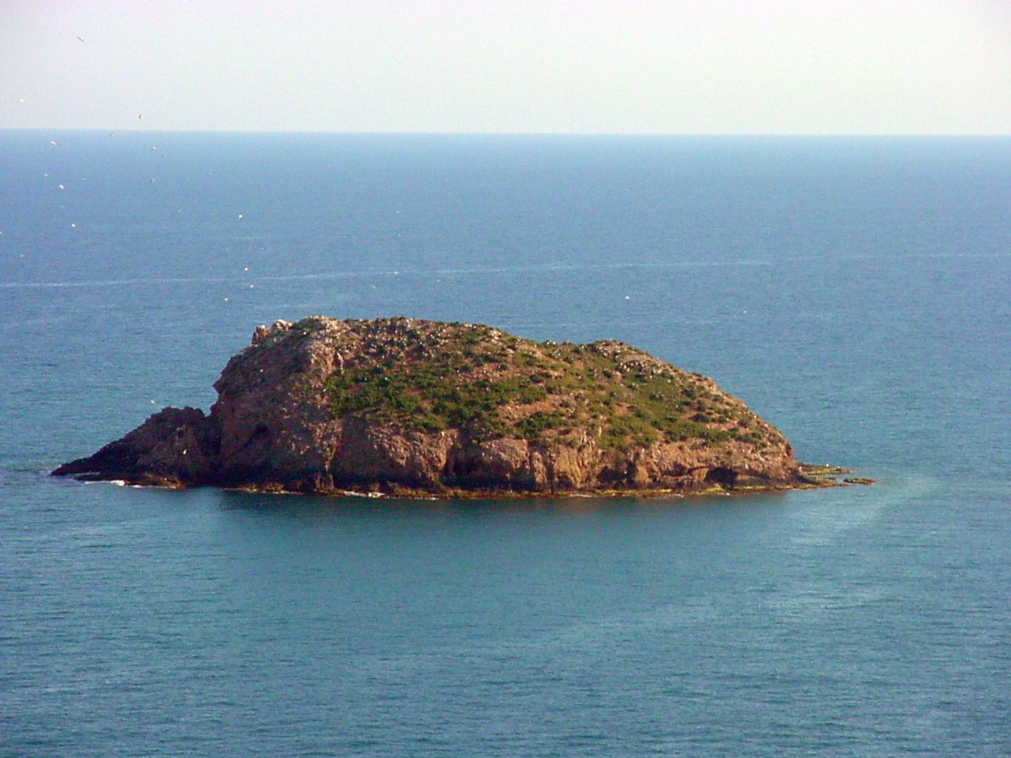 Ampliar imagen: fotografía aérea de un islote de origen volcánico situado en la costa