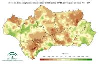 Desviación de la precipitación acumulada respecto a la normal (mm).