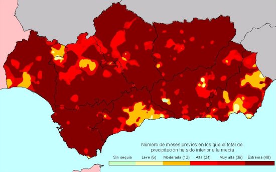 Intensidad de la sequía pluviométrica tras los meses de Otoño 