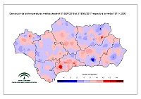 Desviaciones de la temperatura media respecto a la normal