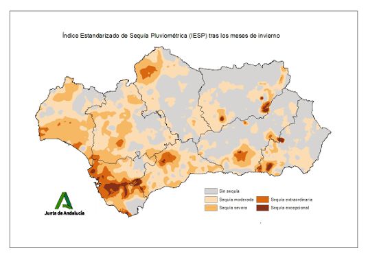 Intensidad de la sequía pluviométrica tras los meses de otoño
