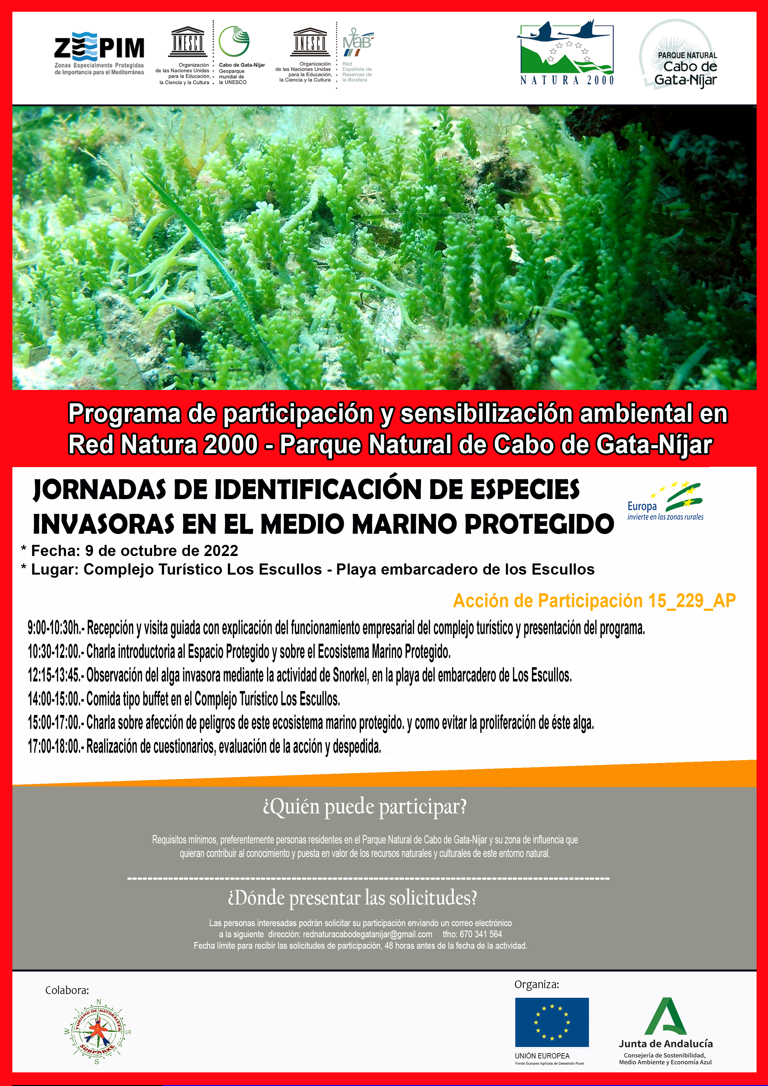 Jornadas de identificación de especies invasoras en el medio marino  protegido