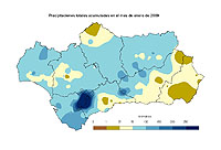 Precipitación total mensual