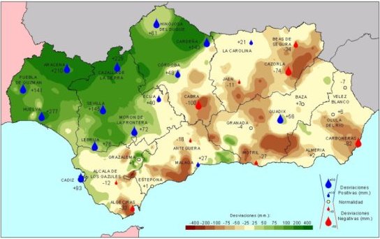 Amplia en nueva ventana: Desviación de las precipitaciones en otoño con respecto a la media del periodo 1971-2000