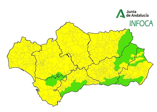 Índice de riesgo de incendio forestal en Andalucía