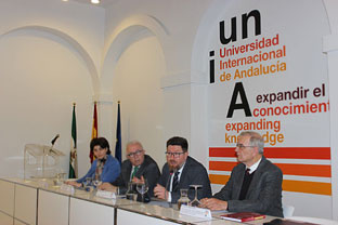 El consejero Rodrigo Sánchez Haro X durante la inauguración del X curso avanzado en Derecho del Trabajo para postgraduados de la UNIA. 
