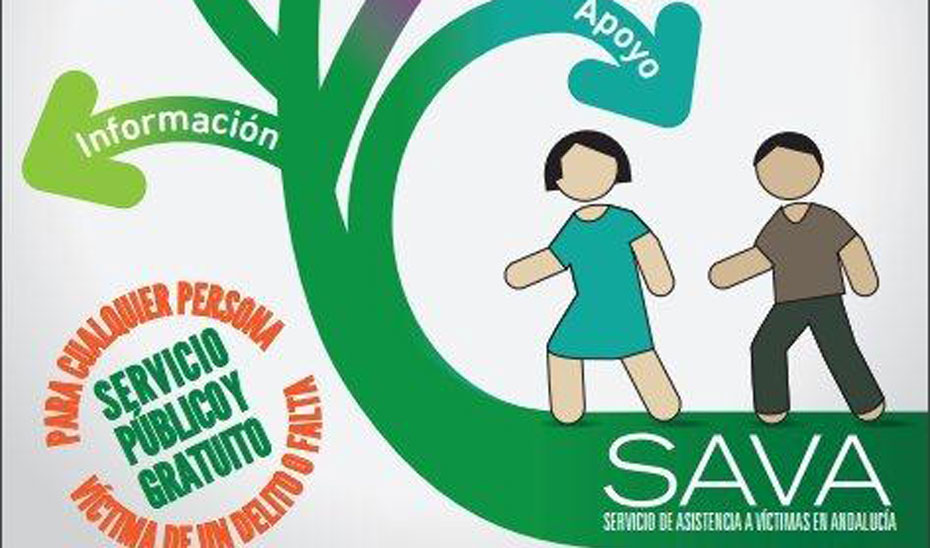 Cartel anunciador del Servicio de Asistencia a las Víctimas en Andalucía.