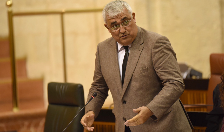 El consejero de Economía y Conocimiento, Antonio Ramírez de Arellano, durante su comparecencia en el Pleno del Parlamento andaluz.