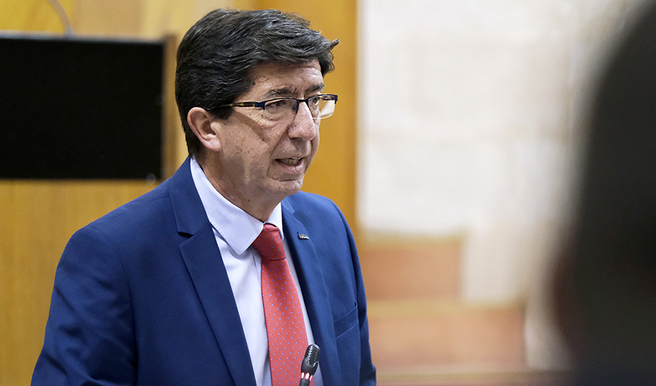 El vicepresidente de la Junta, Juan Marín, durante el pleno de la Cámara.