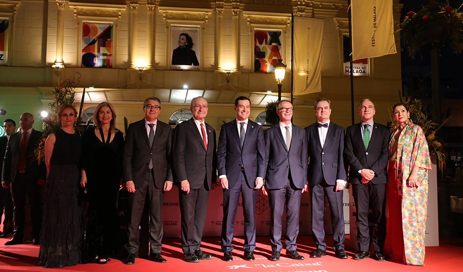 El presidente de la Junta, Juanma Moreno, en la inauguración de la 22ª edición del Festival de Cine de Málaga