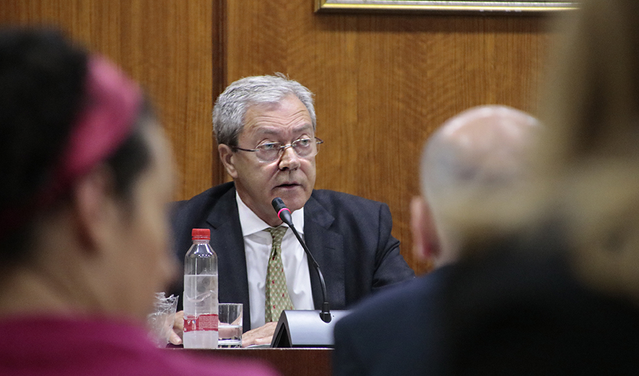 El consejero Rogelio Velasco durante su comparecencia ante la Comisión Parlamentaria.
