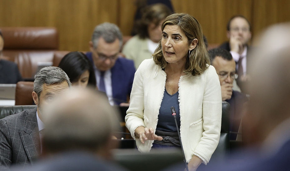 Rocío Blanco, en un momento de la sesión de control al Gobierno.