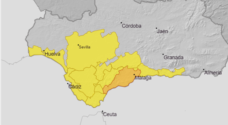 El mapa de avisos meteorológicos para la jornada del sábado 25.