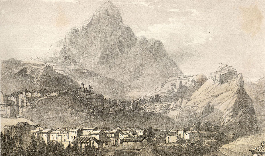 Dibujo de Grazalema en 1853.