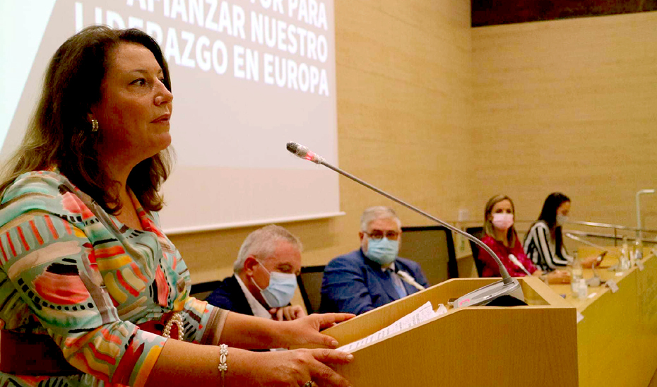 Carmen Crespo, consejera de Agricultura, Ganadería, Pesca y Desarrollo Sostenible, durante un acto en Almería.