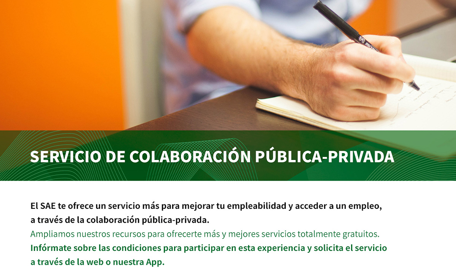 Servicio de colaboración público-privada del SAE para atender a parados jóvenes y de larga duración.