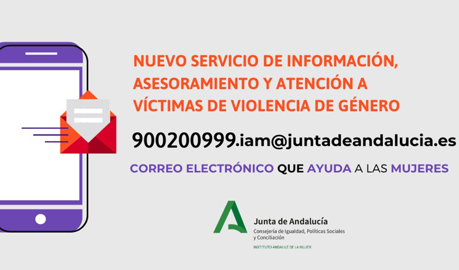 Cartel anunciador del nuevo correo electrónico para víctimas de violencia de género.